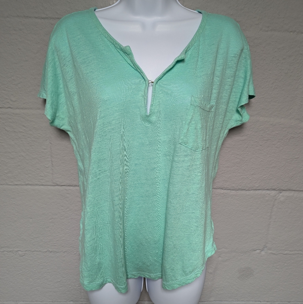 Lily Pulitzer Pocket T Shirt 100% Linen Size L